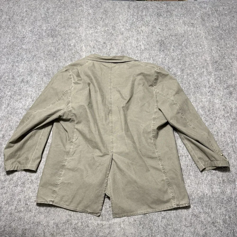VTG LL Bean Cotton Canvas Blazer Jacket Mens 50 Reg Gray 90s Workwear Chore Coat